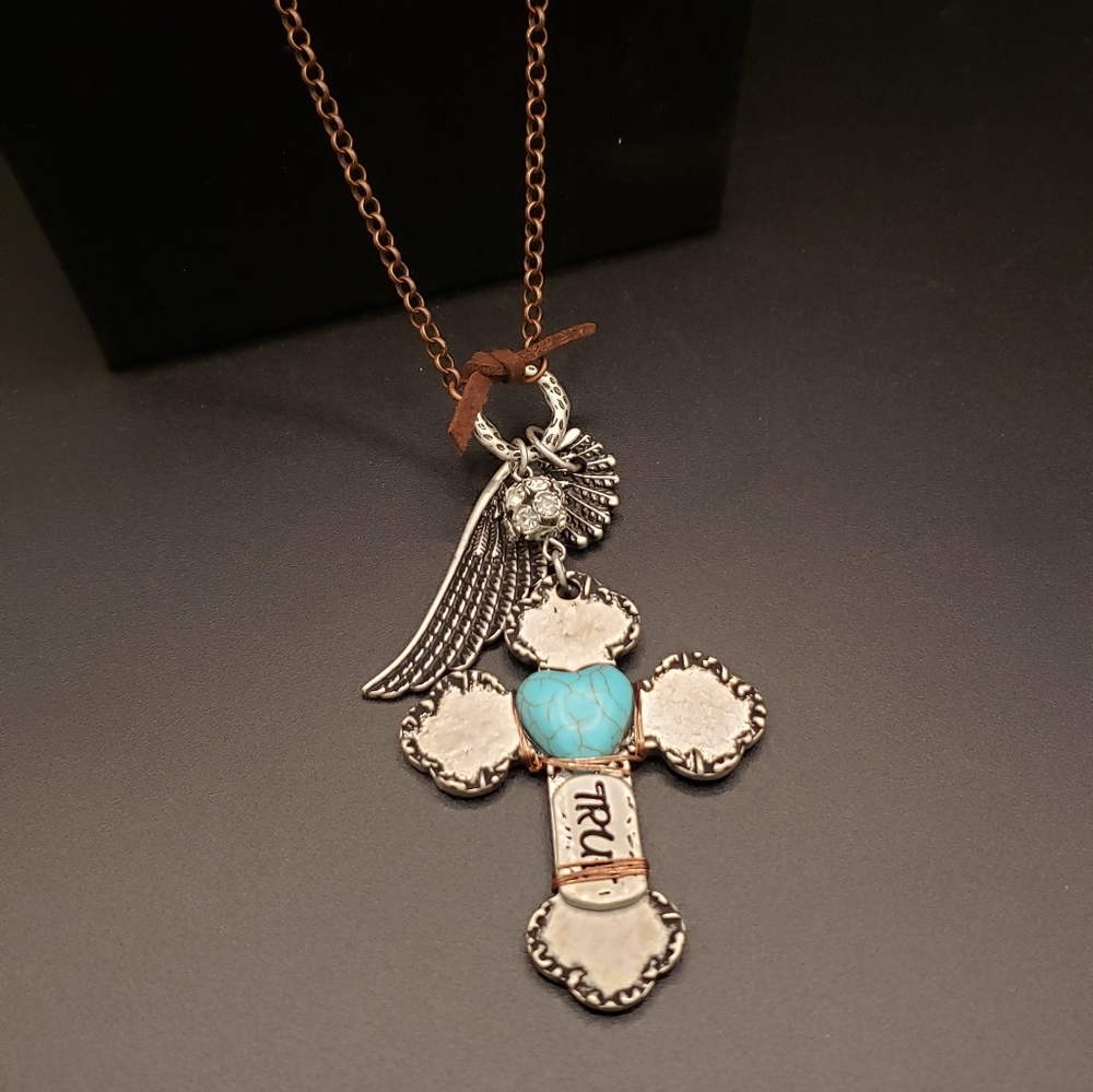 Boho Chic Cowgirl Bling Turquoise Magnesite Cross